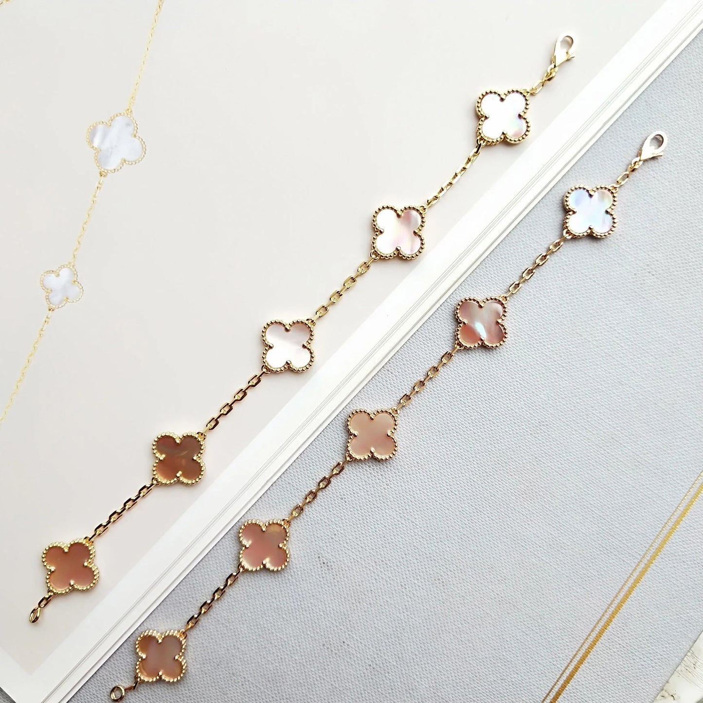 [Pearl Jewelrys]CLOVER 5 PINK MOP BRACELET