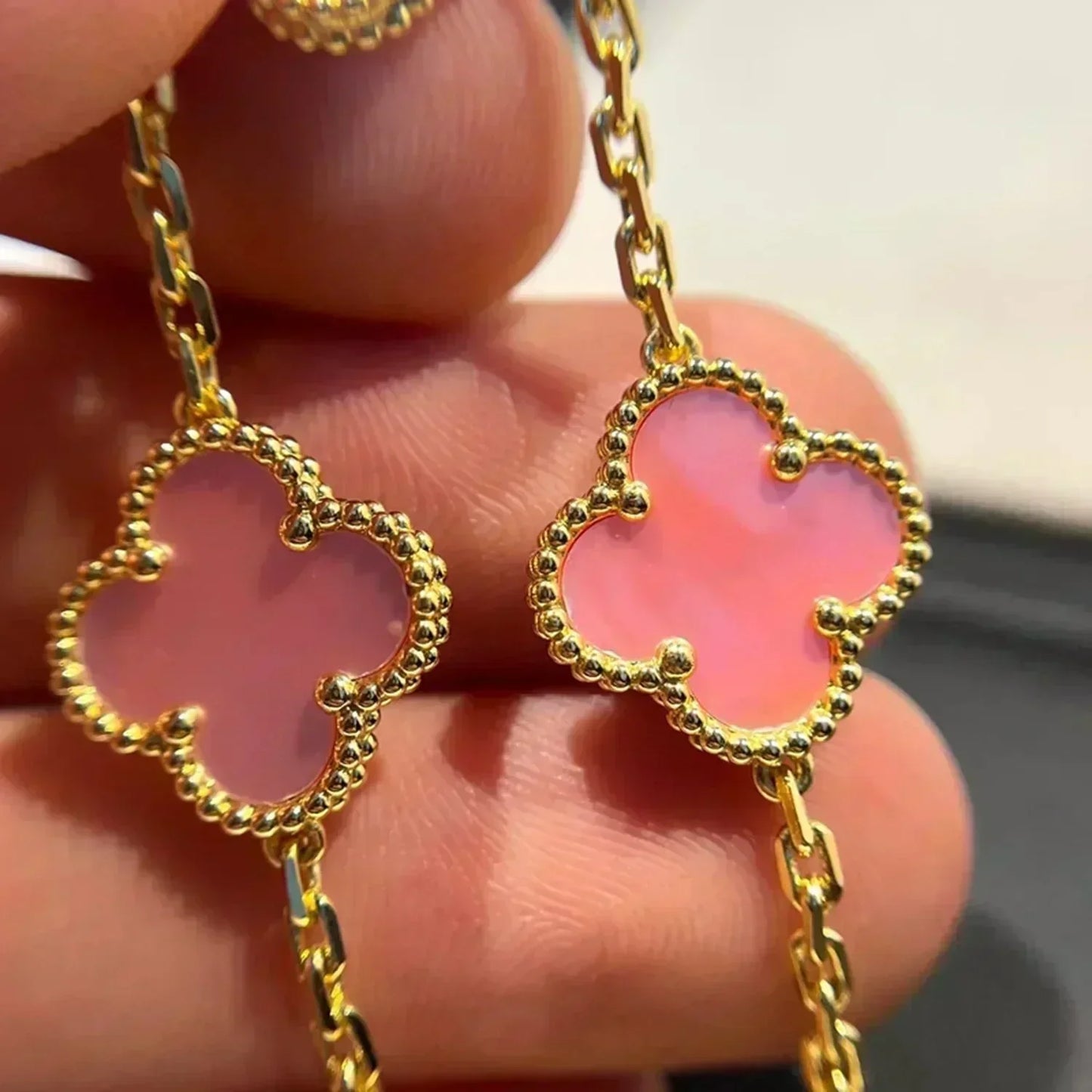[Pearl Jewelrys]CLOVER 5 PINK MOP BRACELET