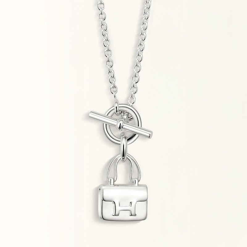 [Pearl Jewelrys]POP H PEDANT SILVER NECKLACE