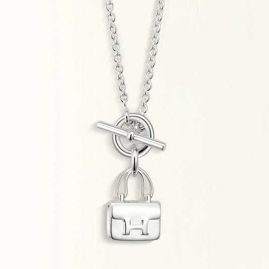 [Pearl Jewelrys]POP H PEDANT SILVER NECKLACE
