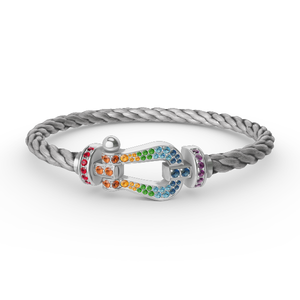 [Pearl Jewelrys]FORC LARGE HORSESHOE  COLORED DIAMOND BRACELET SILVER