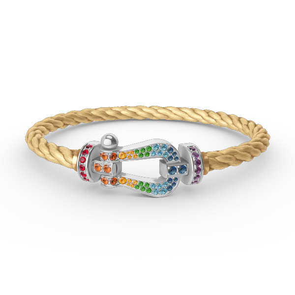 [Pearl Jewelrys]FORC LARGE HORSESHOE  COLORED DIAMOND BRACELET SILVER