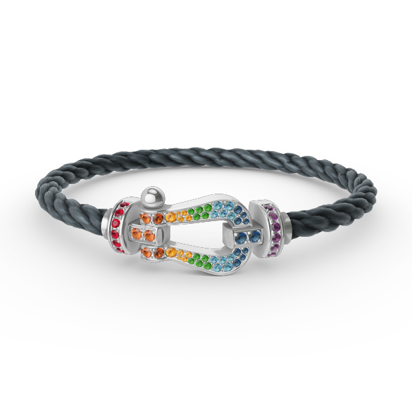[Pearl Jewelrys]FORC LARGE HORSESHOE  COLORED DIAMOND BRACELET SILVER