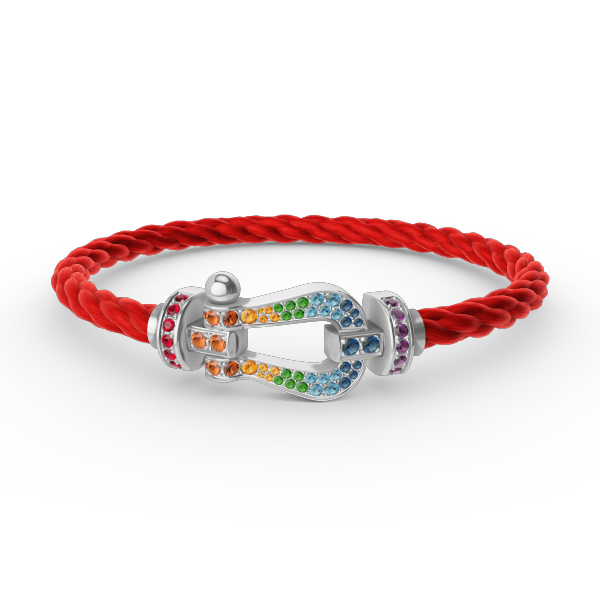 [Pearl Jewelrys]FORC LARGE HORSESHOE  COLORED DIAMOND BRACELET SILVER