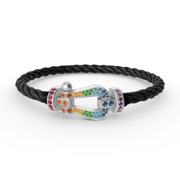 [Pearl Jewelrys]FORC LARGE HORSESHOE  COLORED DIAMOND BRACELET SILVER