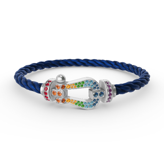 [Pearl Jewelrys]FORC LARGE HORSESHOE  COLORED DIAMOND BRACELET SILVER