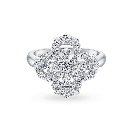 [Pearl Jewelrys]LOOP RING FULL MOTIF DIAMOND 16MM SILVE