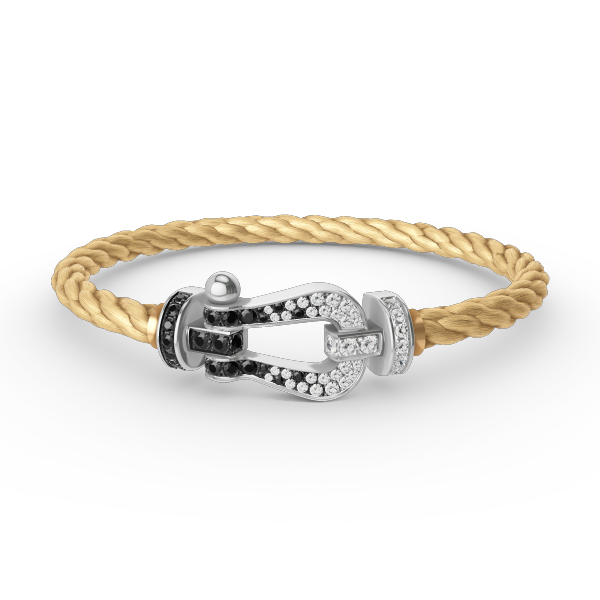 [Pearl Jewelrys]FORCE LARGE HORSESHOE BLACK WHITE DIAMOND BRACELET SILVER