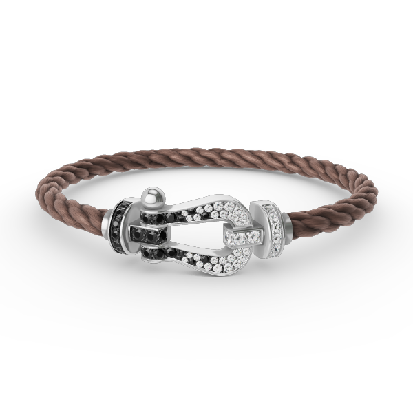 [Pearl Jewelrys]FORCE LARGE HORSESHOE BLACK WHITE DIAMOND BRACELET SILVER