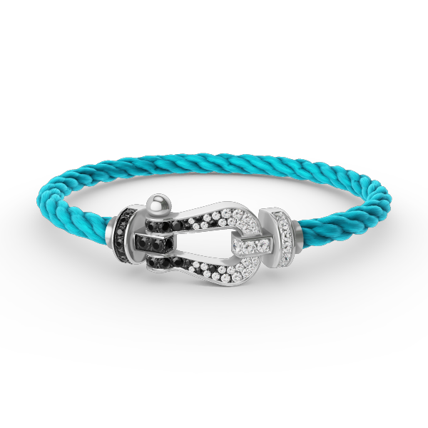 [Pearl Jewelrys]FORCE LARGE HORSESHOE BLACK WHITE DIAMOND BRACELET SILVER