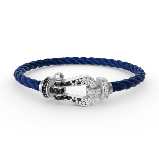 [Pearl Jewelrys]FORCE LARGE HORSESHOE BLACK WHITE DIAMOND BRACELET SILVER