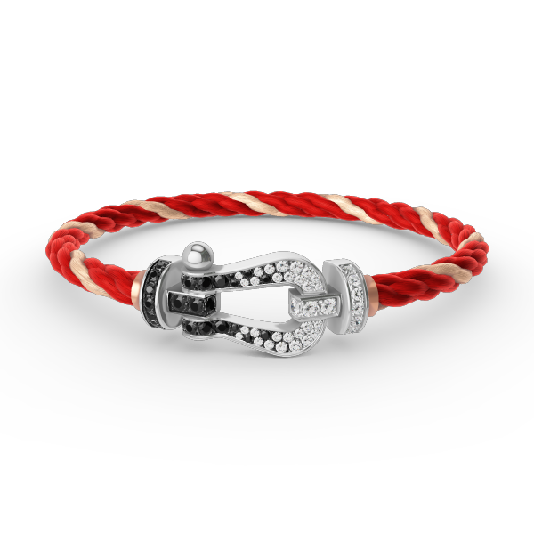 [Pearl Jewelrys]FORCE LARGE HORSESHOE BLACK WHITE DIAMOND BRACELET SILVER