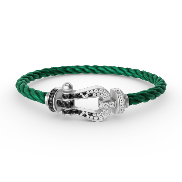 [Pearl Jewelrys]FORCE LARGE HORSESHOE BLACK WHITE DIAMOND BRACELET SILVER