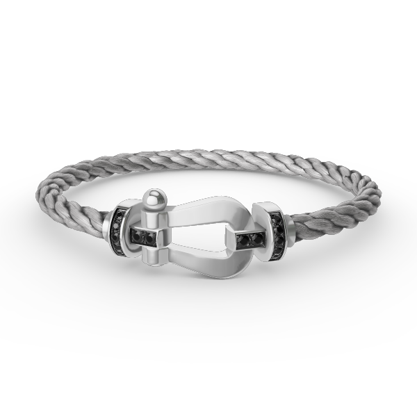 [Pearl Jewelrys]FORCE LARGE HORSESHOE BLACK DIAMOND BRACELET SILVER