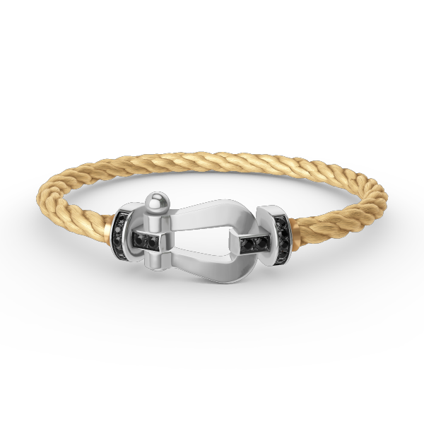 [Pearl Jewelrys]FORCE LARGE HORSESHOE BLACK DIAMOND BRACELET SILVER