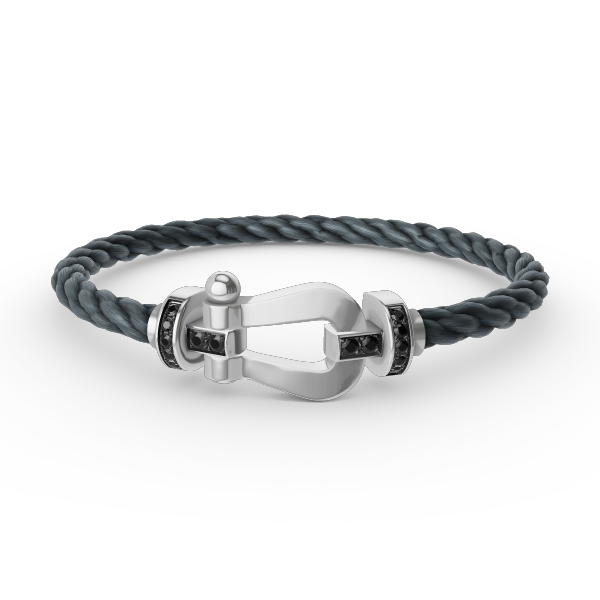 [Pearl Jewelrys]FORCE LARGE HORSESHOE BLACK DIAMOND BRACELET SILVER