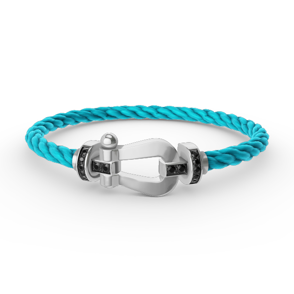 [Pearl Jewelrys]FORCE LARGE HORSESHOE BLACK DIAMOND BRACELET SILVER