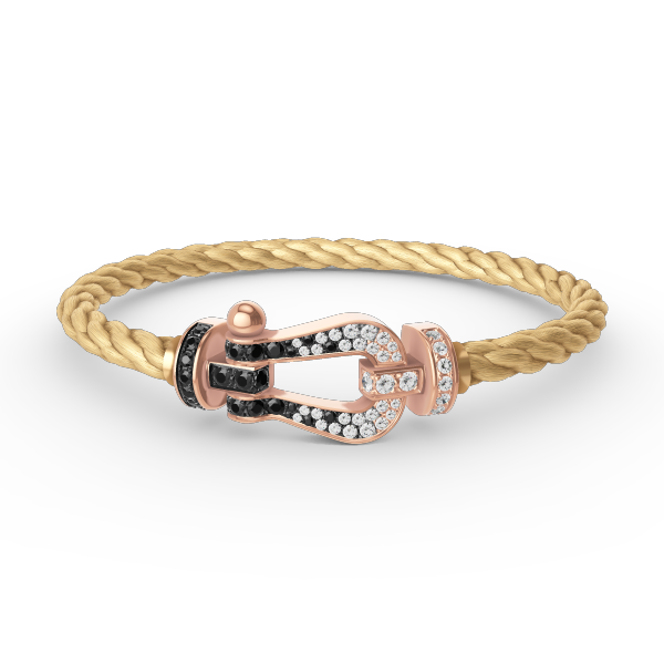 [Pearl Jewelrys]FORCE LARGE HORSESHOE BLACK WHITE DIAMOND BRACELET ROSE GOLD