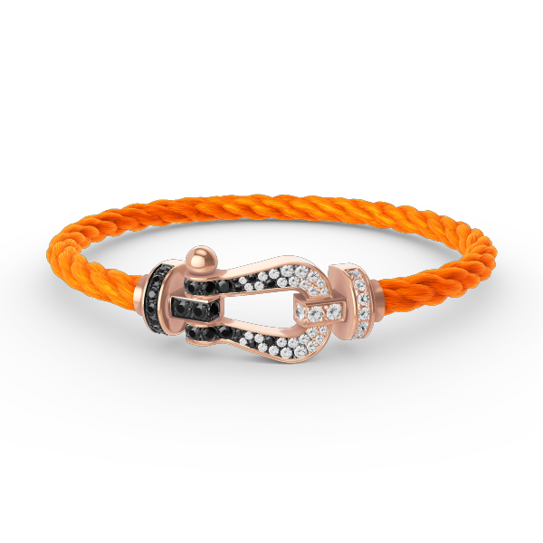 [Pearl Jewelrys]FORCE LARGE HORSESHOE BLACK WHITE DIAMOND BRACELET ROSE GOLD