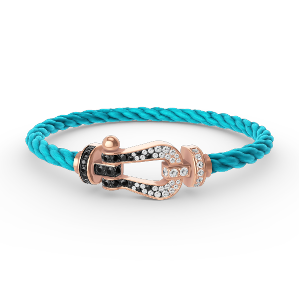 [Pearl Jewelrys]FORCE LARGE HORSESHOE BLACK WHITE DIAMOND BRACELET ROSE GOLD