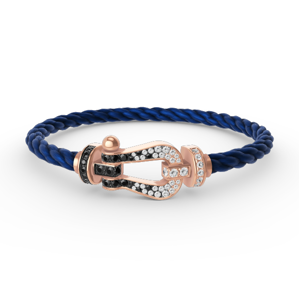 [Pearl Jewelrys]FORCE LARGE HORSESHOE BLACK WHITE DIAMOND BRACELET ROSE GOLD