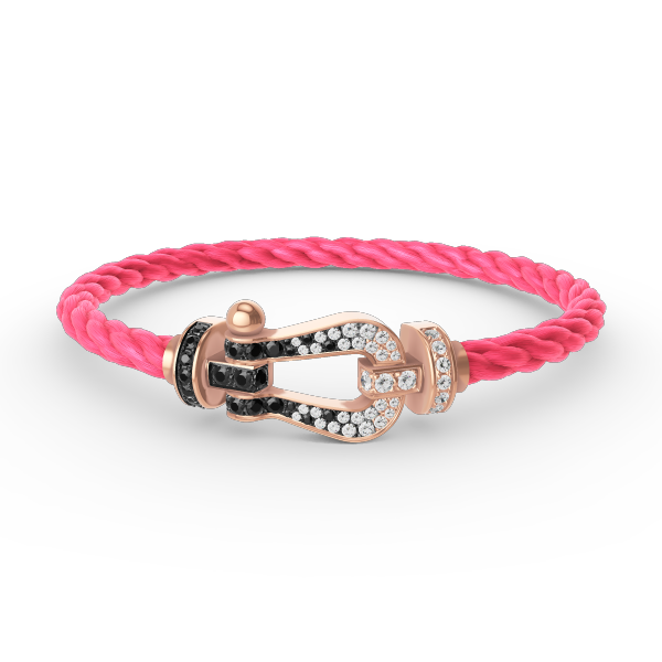 [Pearl Jewelrys]FORCE LARGE HORSESHOE BLACK WHITE DIAMOND BRACELET ROSE GOLD