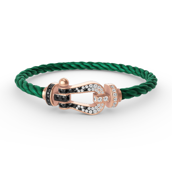 [Pearl Jewelrys]FORCE LARGE HORSESHOE BLACK WHITE DIAMOND BRACELET ROSE GOLD