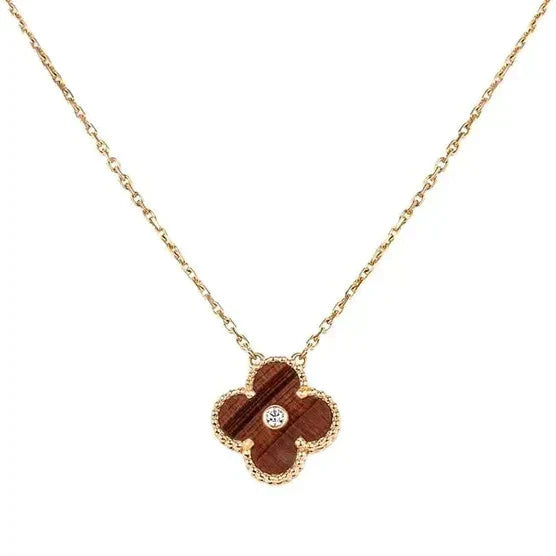 [Pearl Jewelrys]CLOVER 15MM DIAMOND AND YELLOW TIGER'S EYE AGATE necklace