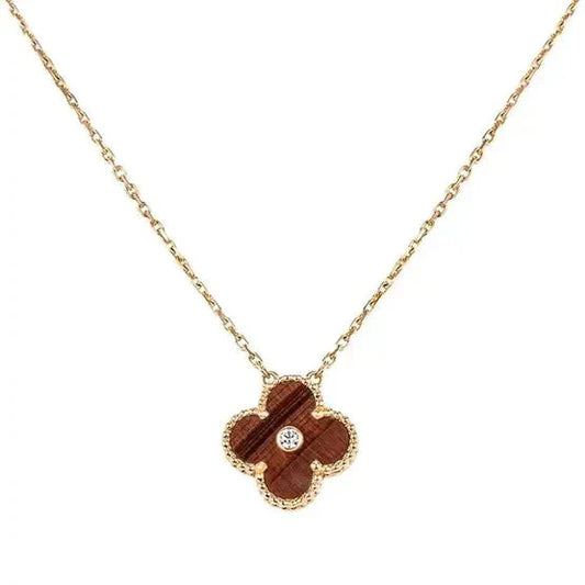 [Pearl Jewelrys]CLOVER 15MM DIAMOND AND YELLOW TIGER'S EYE AGATE necklace