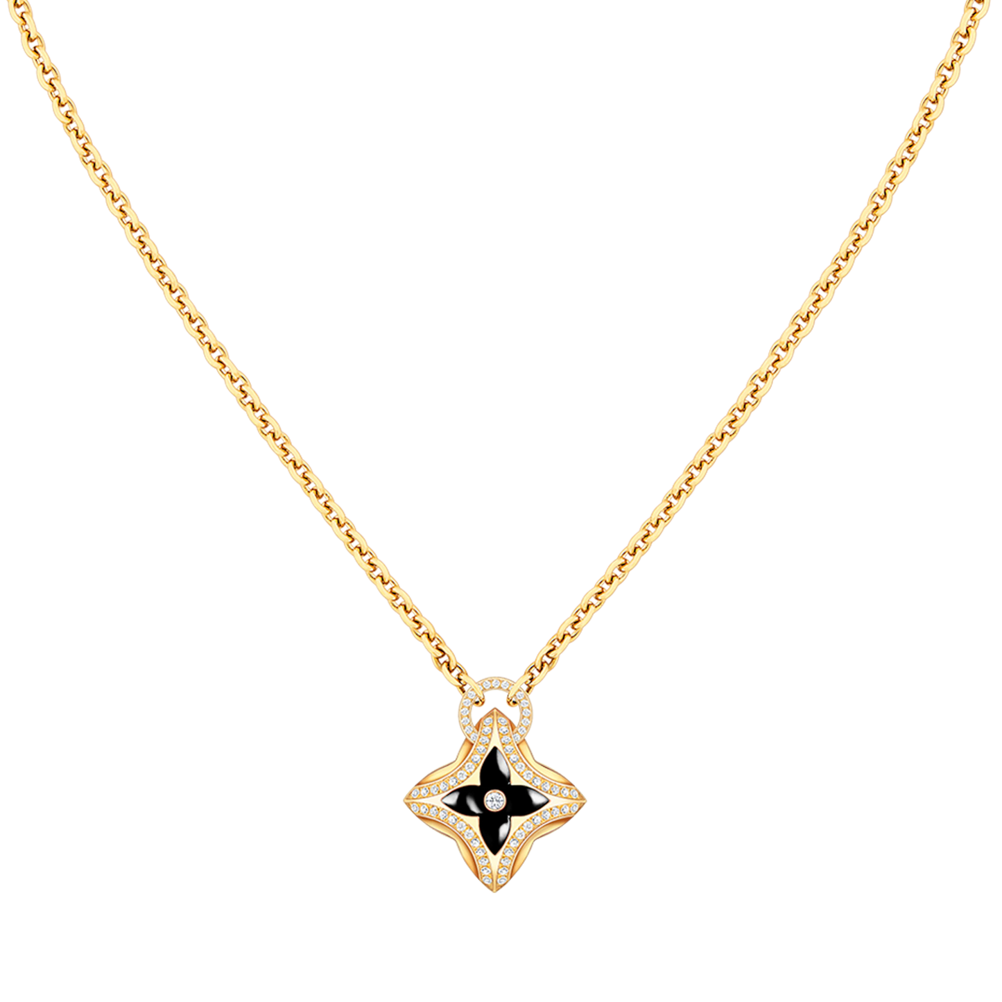 [Pearl Jewelrys]STAR PEDANT PINK GOLD DIAMOND NECKLACE