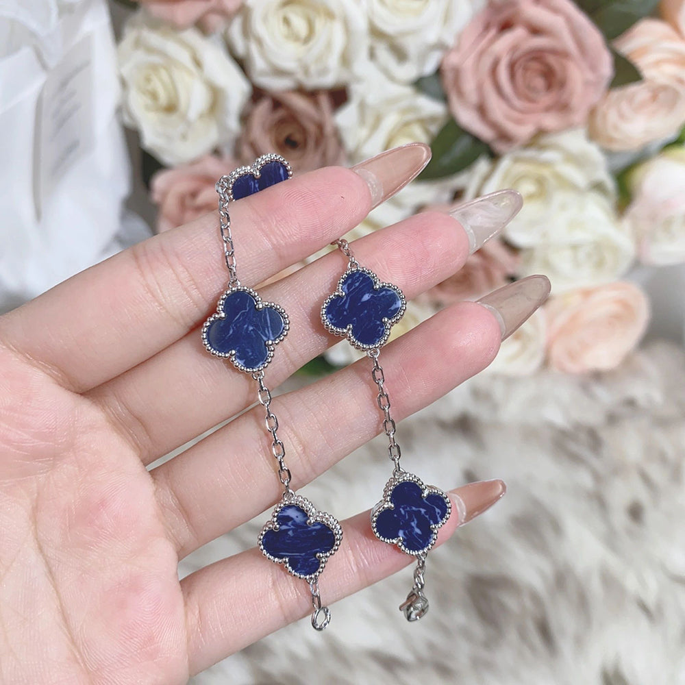 [Pearl Jewelrys]CLOVER 5 MOTIF PIETERSITE SILVER BRACELET
