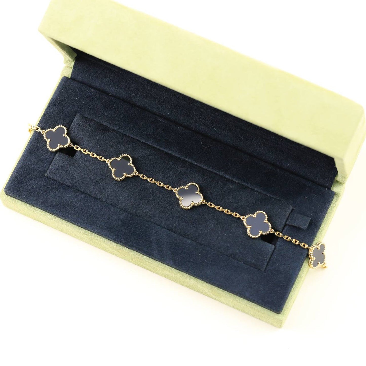 [Pearl Jewelrys]CLOVER  5 MOTIFS BLACK ONYX BRACELET