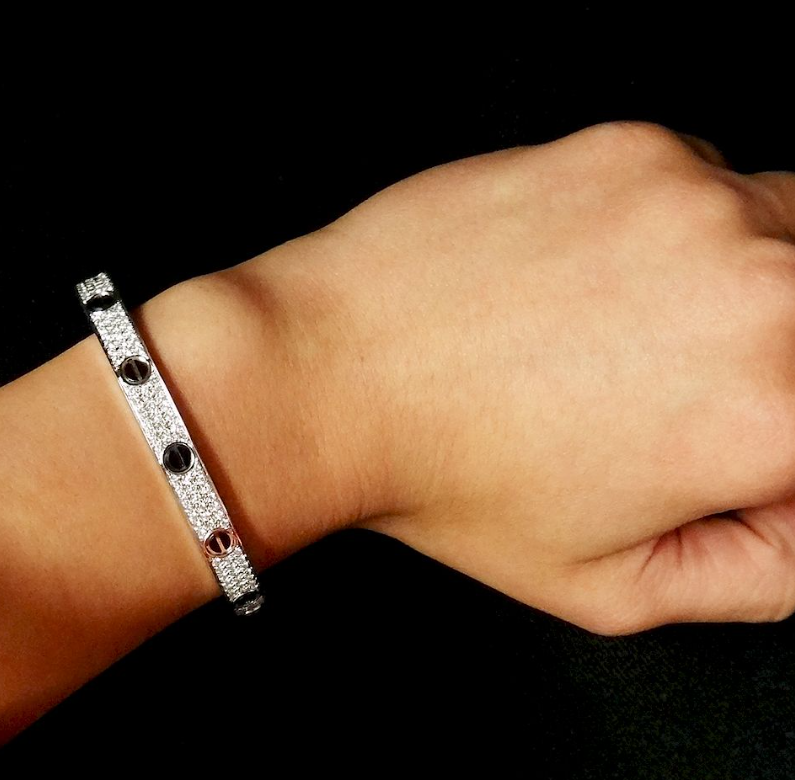 [Pearl Jewelrys]LOVE BRACELET 6.1MM DIAMOND-PAVED CERAMIC