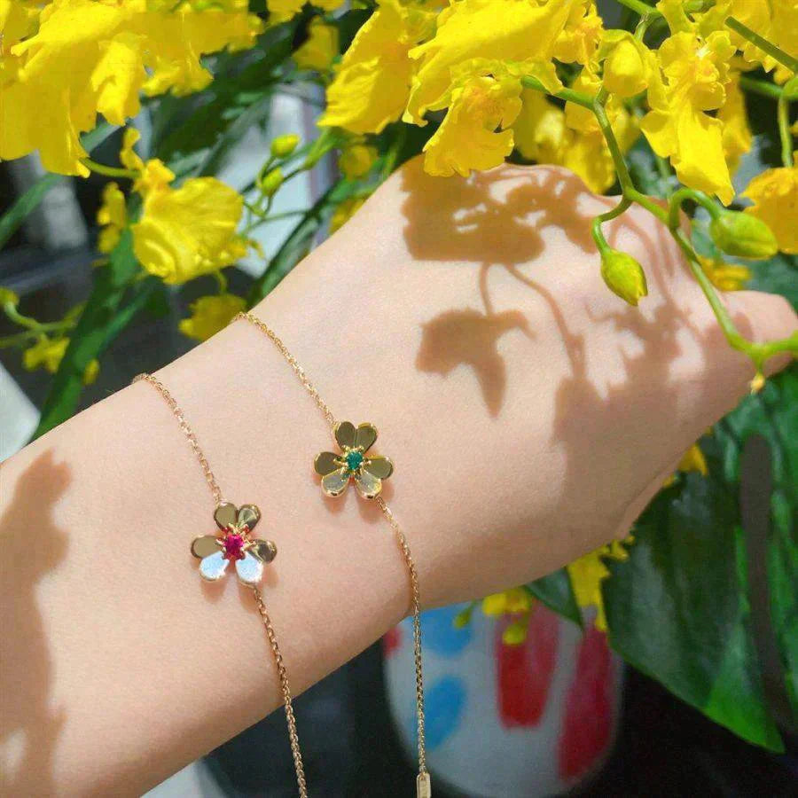 [Pearl Jewelrys]FRIVOLE GOLD FLOWER PINK MALACHITE BRACELET