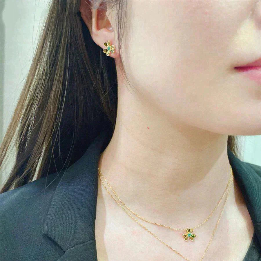 [Pearl Jewelrys]FRIVOLE  FLOWER MALACHITE EARRINGS