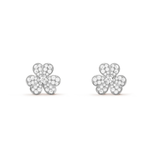 [Pearl Jewelrys]FRIVOLE SILVER FLOWER DIAMOND EARRINGS