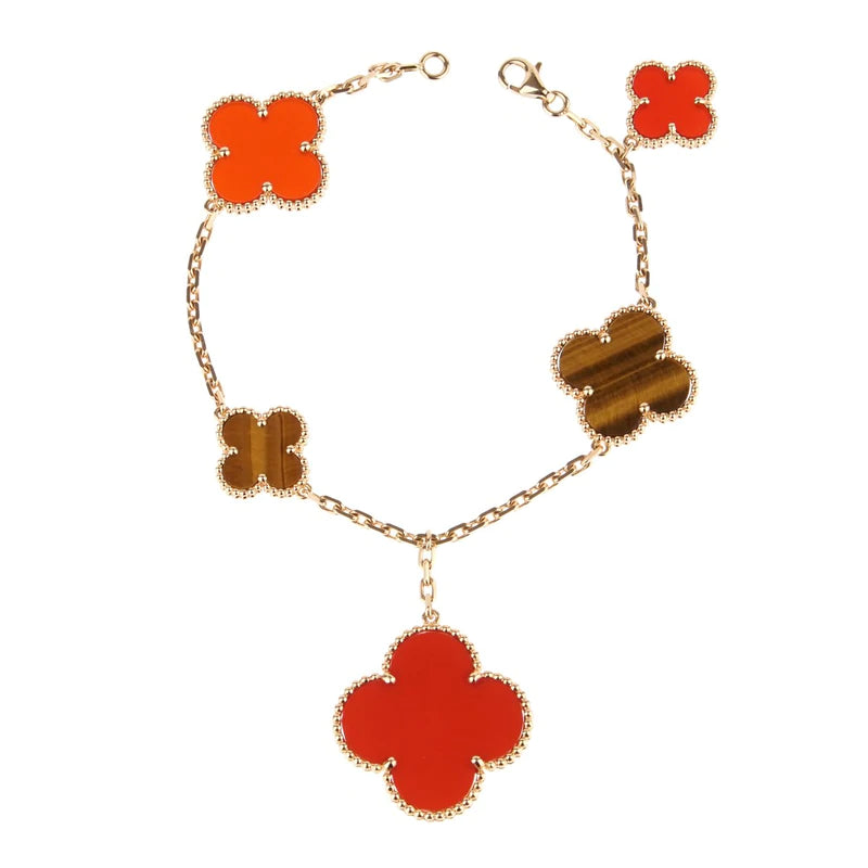 [Pearl Jewelrys]CLOVER BRACELET 5 MOTIFS CARNELIAN TIGER EYE