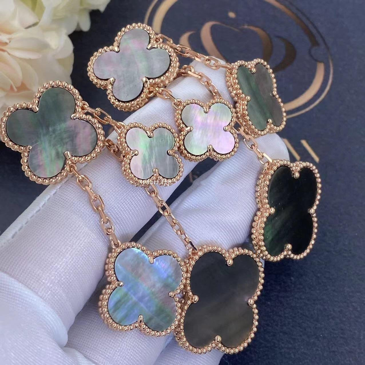 [Pearl Jewelrys]CLOVER EARRINGS DARK MOP 4 MOTIFS ROSE GOLD