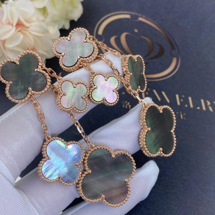 [Pearl Jewelrys]CLOVER EARRINGS DARK MOP 4 MOTIFS ROSE GOLD