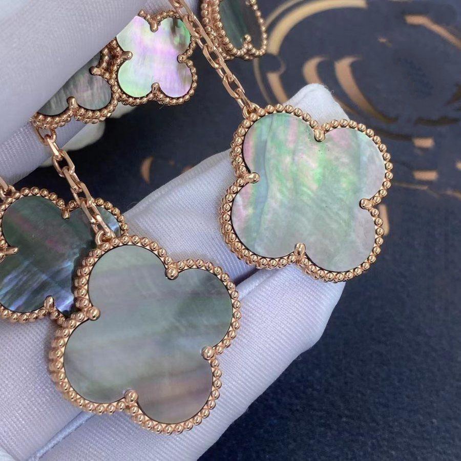 [Pearl Jewelrys]CLOVER EARRINGS DARK MOP 4 MOTIFS ROSE GOLD