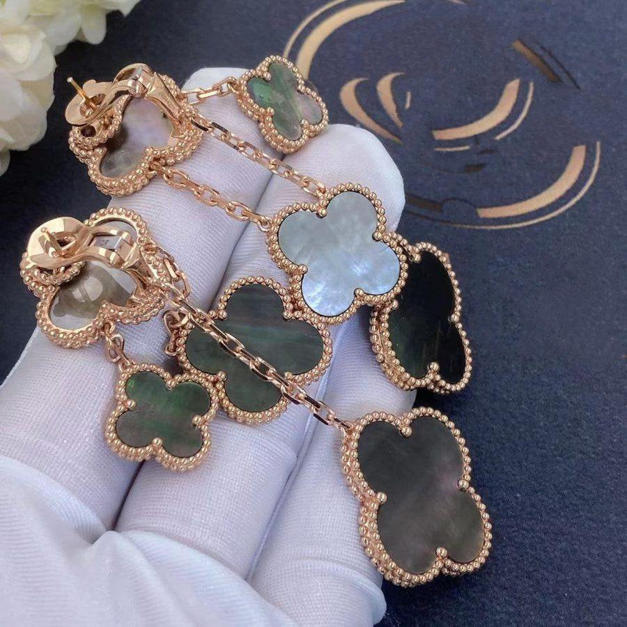 [Pearl Jewelrys]CLOVER EARRINGS DARK MOP 4 MOTIFS ROSE GOLD