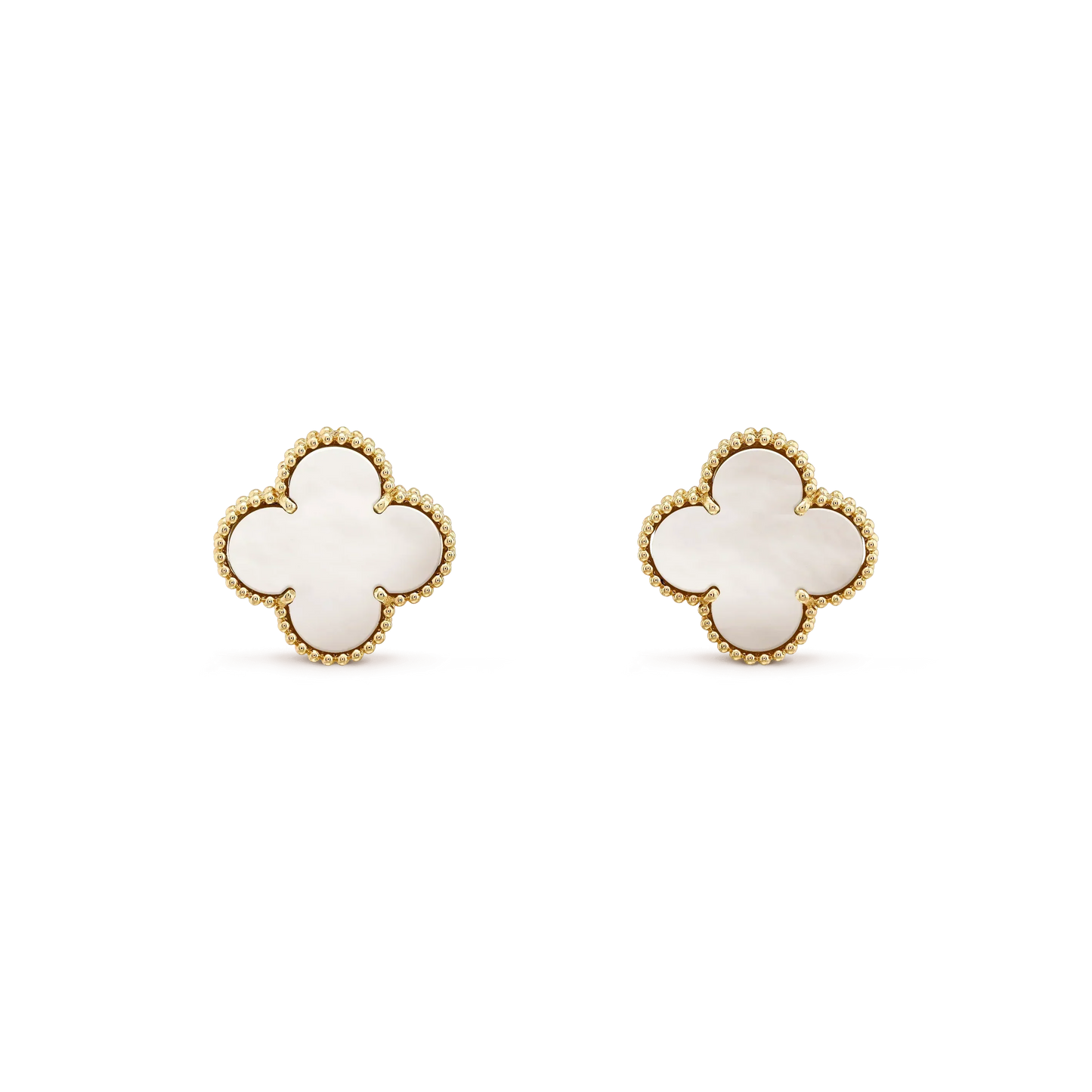 [Pearl Jewelrys]CLOVER MEDIUM 1 MOTIFS  WHITE MOP STUD EARRINGS