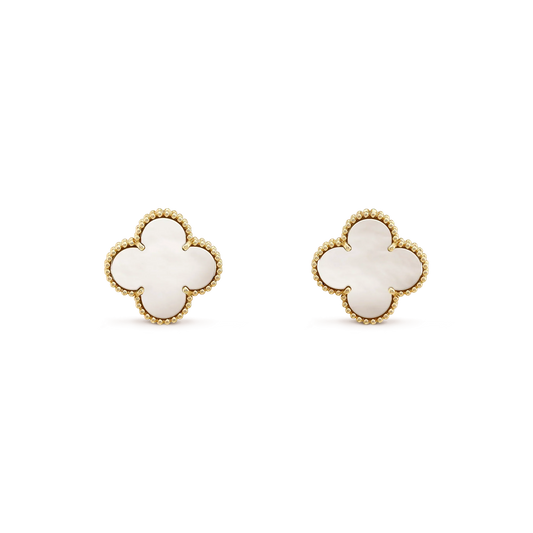 [Pearl Jewelrys]CLOVER MEDIUM 1 MOTIFS  WHITE MOP STUD EARRINGS