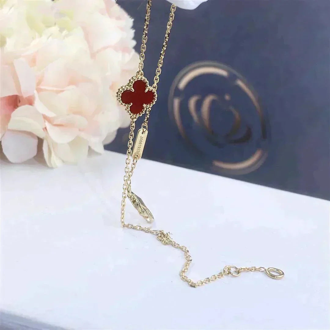 [Pearl Jewelrys]CLOVER  CARNELIAN SINGLE FLOWER BRACELET
