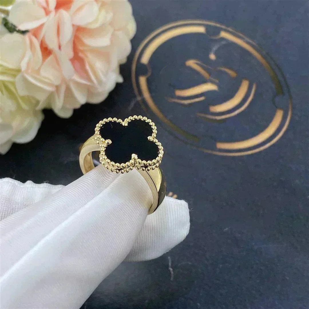 [Pearl Jewelrys]CLOVER ONYX RING