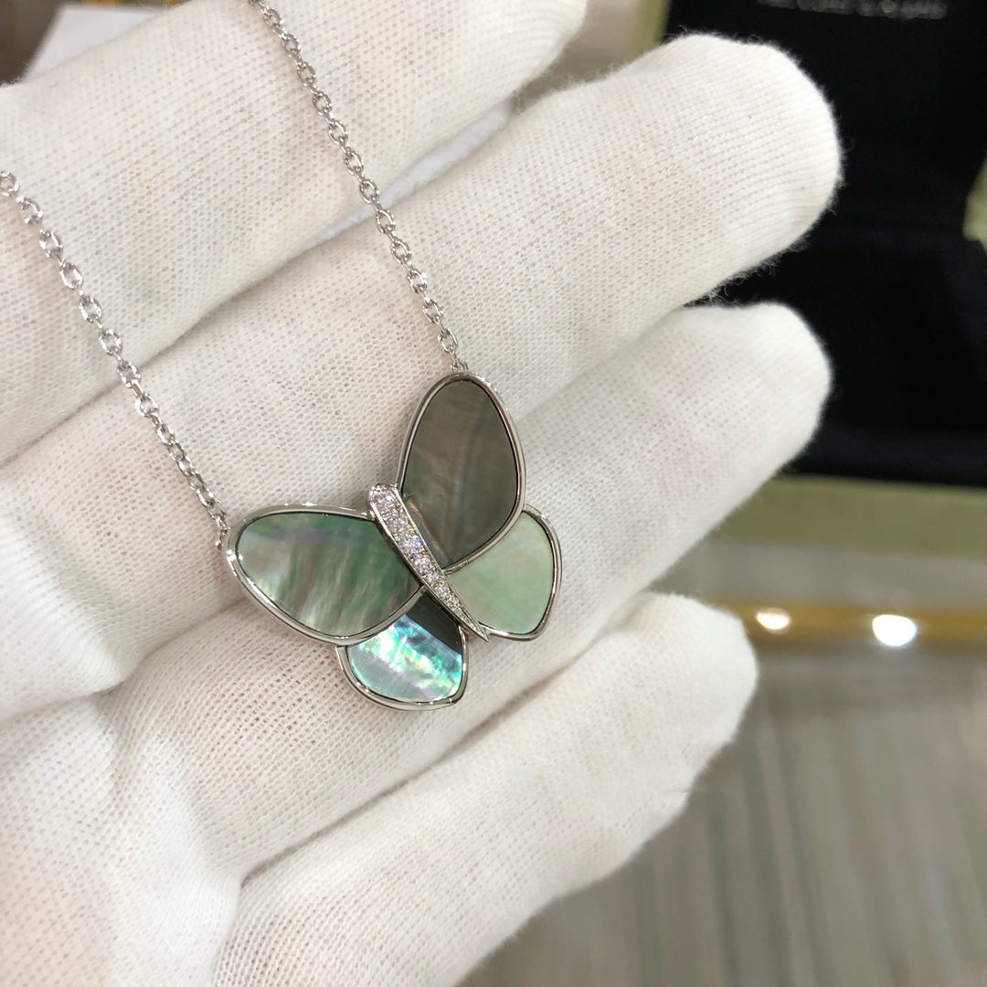 [Pearl Jewelrys]LARGE BUTTERFLY SILVER PENDANT DIAMOND NECKLACE