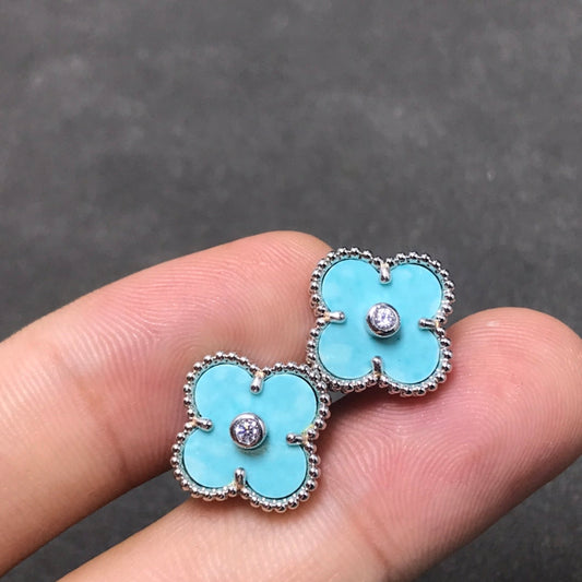 [Pearl Jewelrys]CLOVER 1 DIAMOND BLUE SKY SILVER EARRINGS