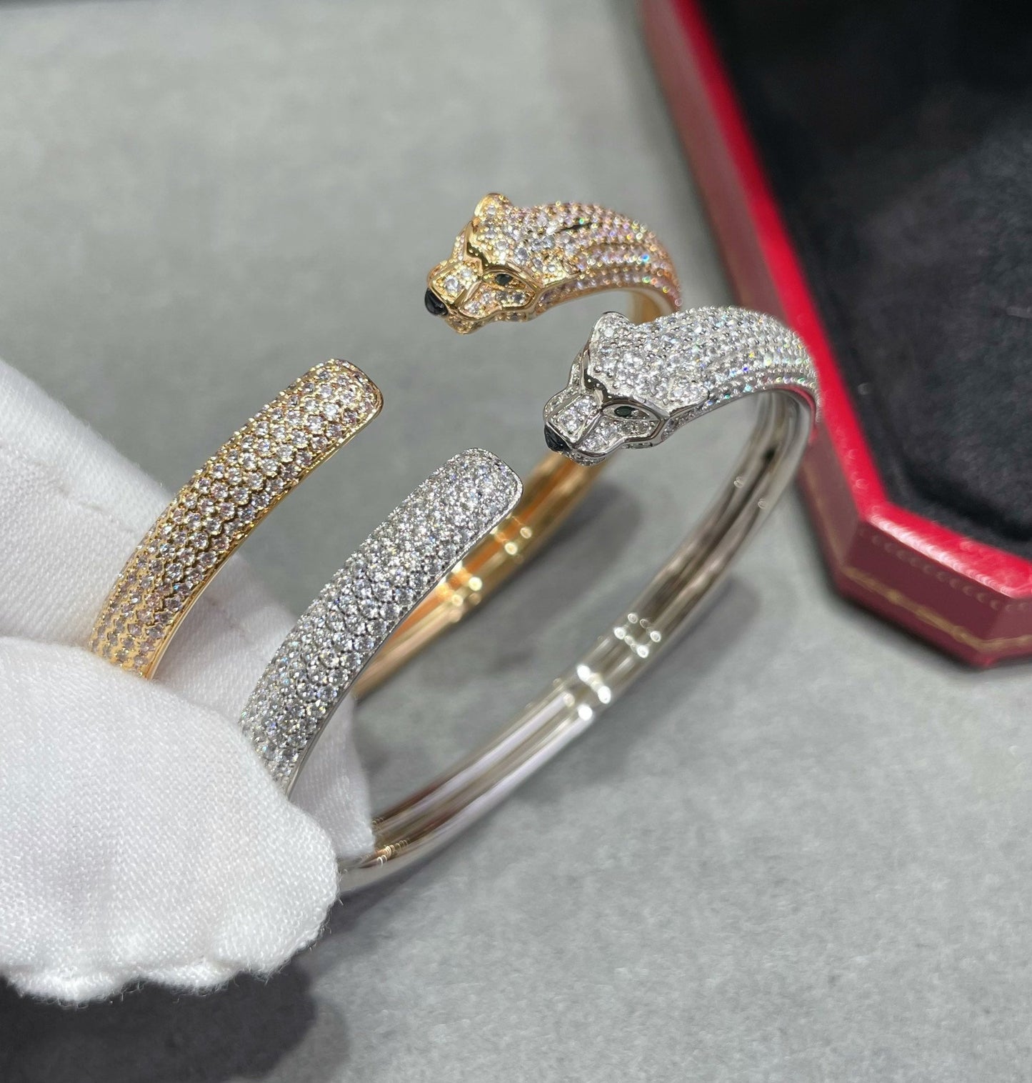 [Pearl Jewelrys]PANTHERE FULL DIAMOND OPEN BRACELET