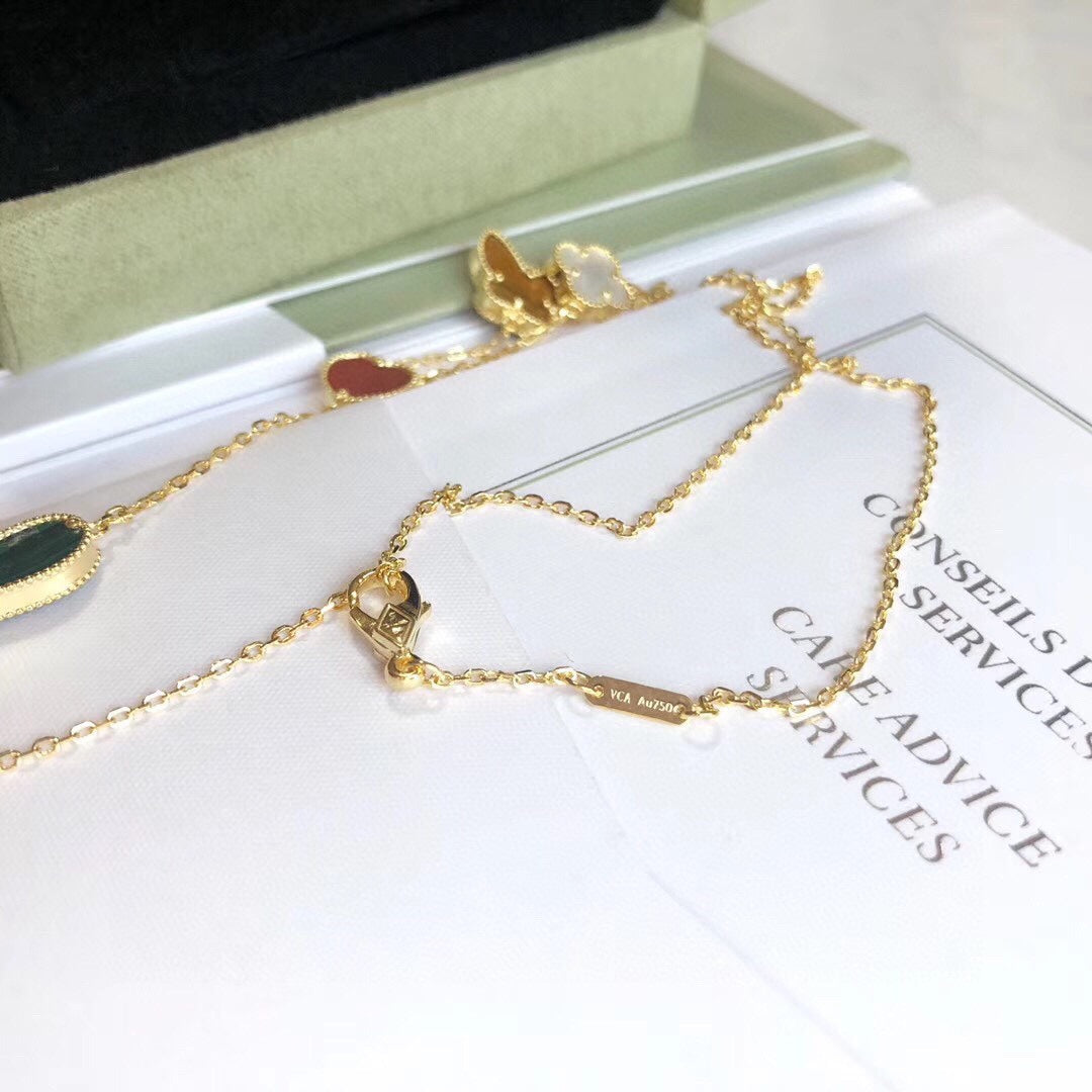[Pearl Jewelrys]LUCKY SPRING 4 MOTIFS ROSE GOLD NECKLACE