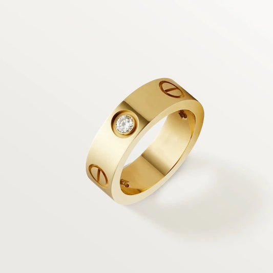 [Pearl Jewelrys]LOVE RING 5.5MM 3 DIAMONDS PINK GOLD
